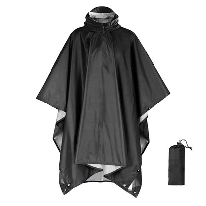 3 in 1 Outdoor Military Raincoat - Hooded Waterproof Rain Poncho with Sleeves, Motorcycle Rain Cover, Ideal for Camping, Hiking and Travel