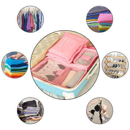 6pcs Portable Travel Organizer Storage Bags: Suitcase & Luggage Organizer Set for Women