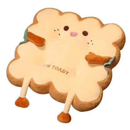 Memory Foam Simulation Bread Toast Cushion - Cute Food Pillow for Sofa, Chair, and Student Chair Pad Decor