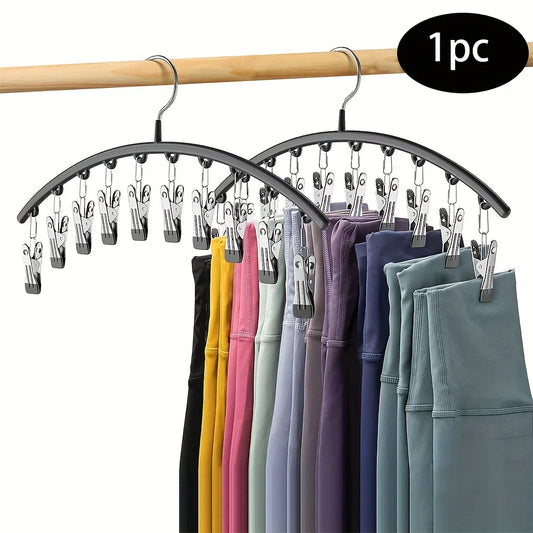 1/2/3PCS Closet Storage Hanger with 10 Clips - Space-Saving Hanging Organizer for 40 Pairs of Leggings - Black