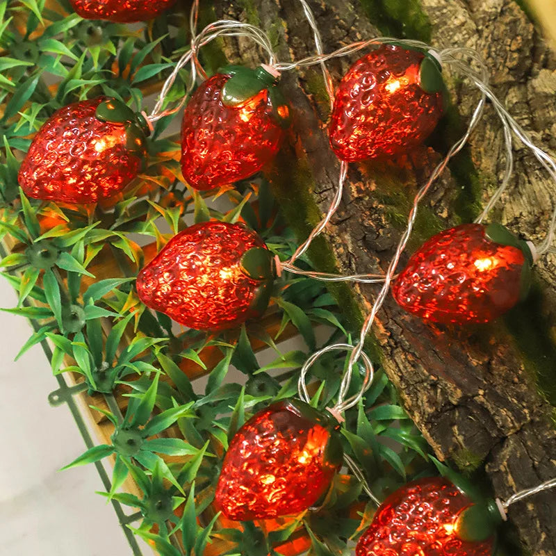 6.5FT Strawberry String Lights – 10 LEDs Fairy Lights for Home Decoration, Always On Mode for Easter Parties