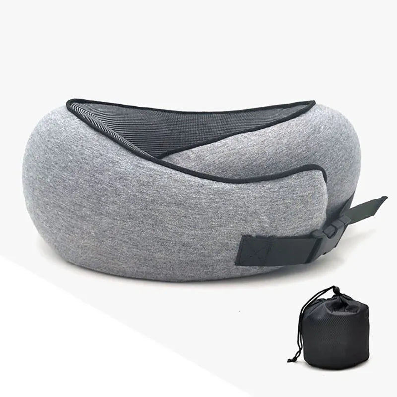 Memory Foam Neck Pillow: Portable Travel Cervical Vertebra Support - U-shaped Design for Comfortable Sleep on Aircraft, Camping, and Noon Breaks with Carry Bag