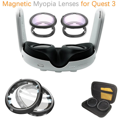 Magnetic Eyeglass Frame for Quest 3 – Prescription Lenses, Anti-Blue Myopia Lens – VR Glasses Optics Lens Replacement Accessories