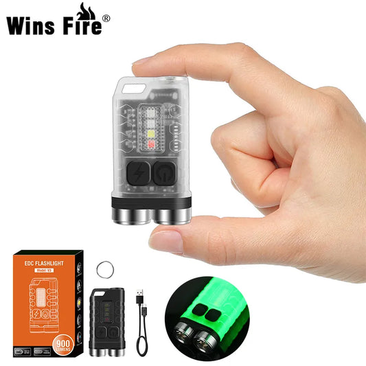 V3 EDC Flashlight Keychain: 900 Lumens Handheld Portable Super Bright Light - TYPE-C USB Charging Port, Ideal for Emergency Work and Camping