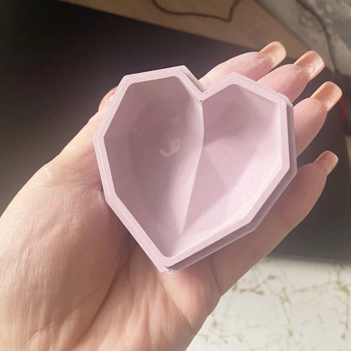 2pcs/set Heart Design Resin Mold - Jewelry Box, Plaster, Concrete Silicone Mold for Cement Container, Clay Mold