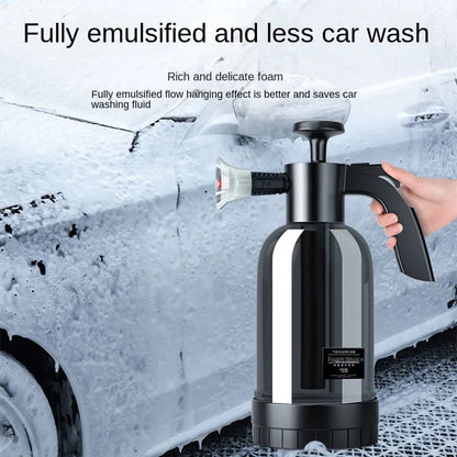 2L Hand Pump Foam Sprayer: Pneumatic Foam Cannon for Car Wash - Includes 3 Nozzle Types, Ideal for Snow Foam and Window Cleaning