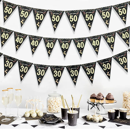 Happy Birthday Background Banner - Decorations for 18th, 21st, 30th, 40th, 50th, and 60th Birthday Parties - Hanging Flag Backdrop Decor