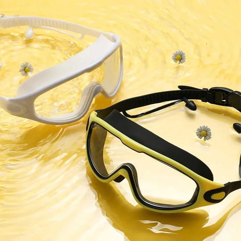 High-Definition Swimming Goggles for Adults - Waterproof, Anti-Fog, Electroplating Large Frame Goggles for Men and Women