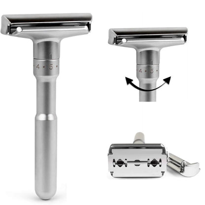 Adjustable Safety Razor – Professional Manual Shaver with Straight Edge, Stainless Steel Folding Barber Razor for Men