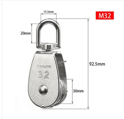 Premium Stainless Steel Pulley Set - M15/M20 M25 M32 M50 Single Wheel Swivel - Ideal for Lifting Rope Tasks - High-Quality Lifting Wheel Tools