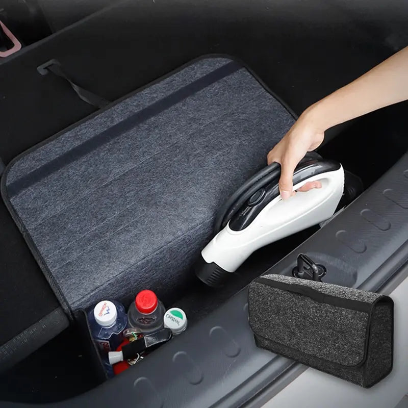 Gray Car Trunk Organizer Bag - Anti-Slip Compartment Boot Storage Tool, Car Storage Bag Organizer for Trunk