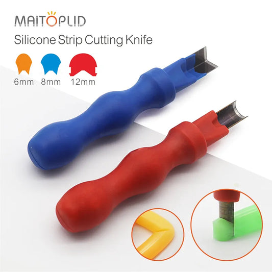 LED Neon Light Round Right Angle Arc Cutter - Split Hand Tool Knife for Soft Silicone Strip Carving