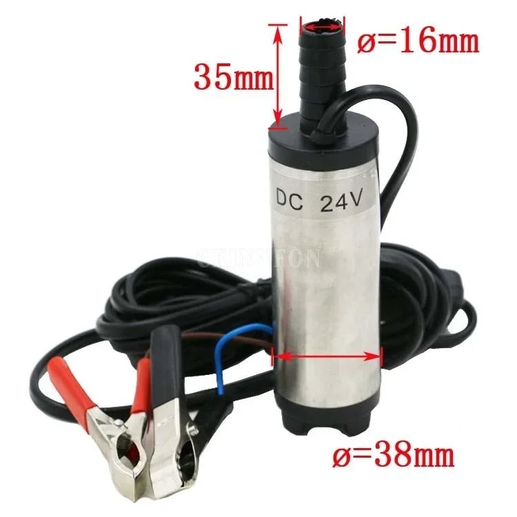 38mm DC 12V/24V Car Mini Water Oil Fuel Transfer Pump - On/Off Switch Submersible