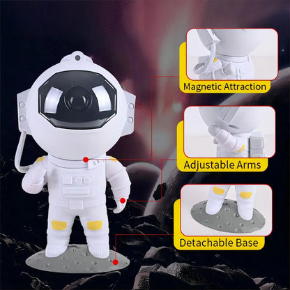 Astronaut Starry Sky Projector Night Light – Galaxy Star LED Projection Lamp with Remote for Kids' Bedroom and Home Party Decor