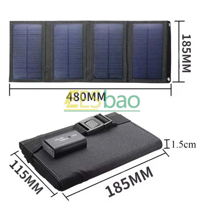 70/36W Foldable Solar Panel - 5V USB Portable Battery Charger for Cell Phones, Waterproof Power Bank for Camping