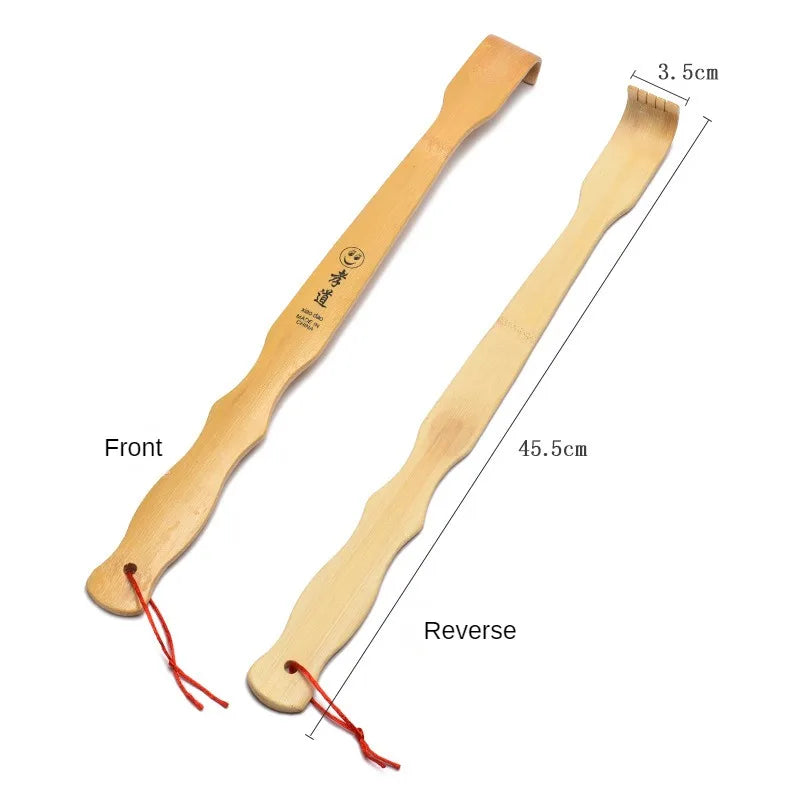 Bamboo Back Scratcher & Body Roller - Durable Wooden Massager Stick