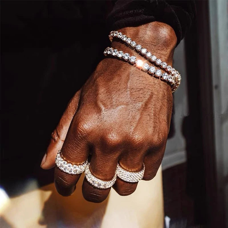 Hip-Hop Tennis Bracelet for Men - Iced Out 3/4/5mm Cubic Zirconia Crystal Chain, Streetwear Jewelry H086