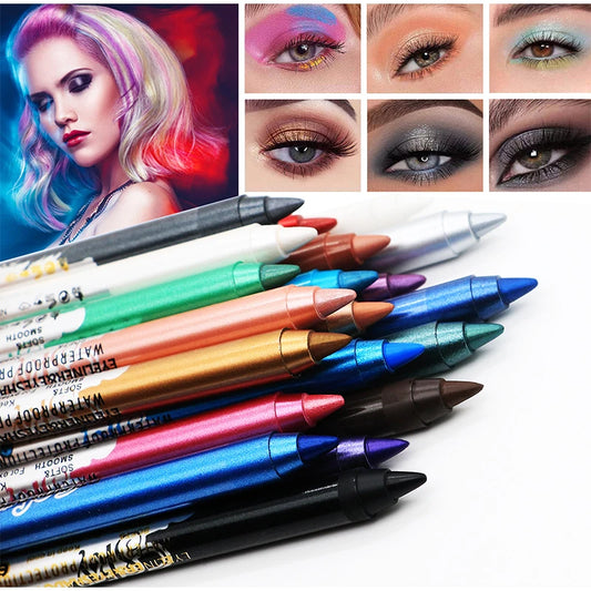 Quick-Dry Eyeliner Pencil – Colorful & Long-Lasting, Waterproof Eye Liner Pen in 14 Colors, No Blooming Blue & Pink Cosmetics