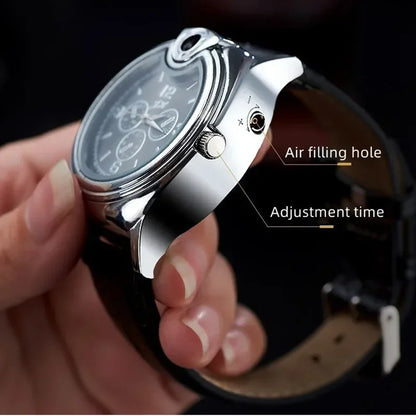 Metal Gas Watch Lighter - Refillable, Portable Windproof Lighter, Fashionable and Cool, Creative Gift for Outdoor Use