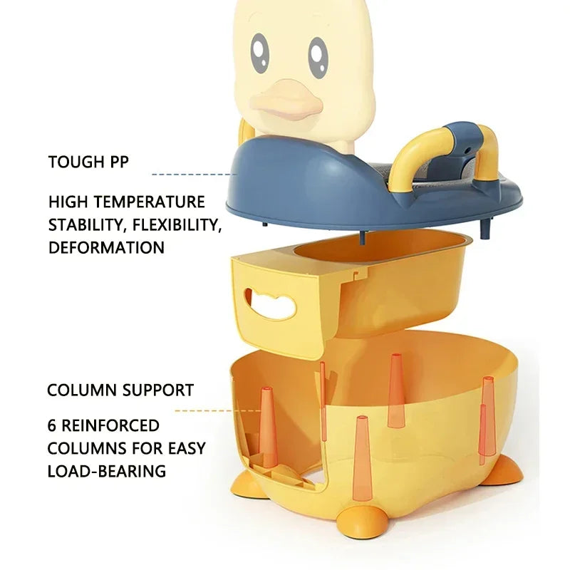 Cute Duck Kids Travel Potty - Portable Indoor/Outdoor Toilet for Boys and Girls, Moveable Children's Bathroom Solution