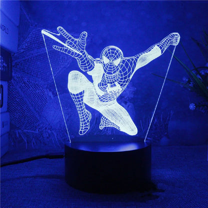 Spiderman 3D Acrylic Night Light – USB Stereo LED Desk Lamp | Phantom Light with USB and Battery Power | Surprise Birthday Gift