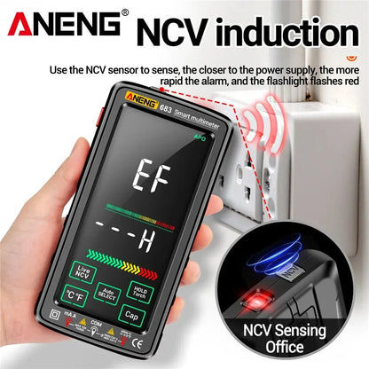 ANENG 683 Professional Multimeter - 6000 Counts, AC/DC Voltage Test, Current Ammeter, Smart Touch Screen | NCV & Diode Test