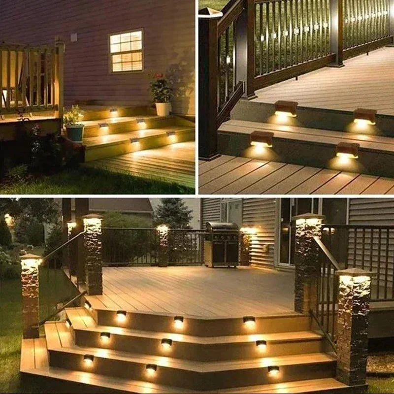 4/8/12pcs Solar Deck Lights – Outdoor Waterproof LED Fence Lights for Steps, Garden Decor, Patio, Stairs, Railing, and Pathway