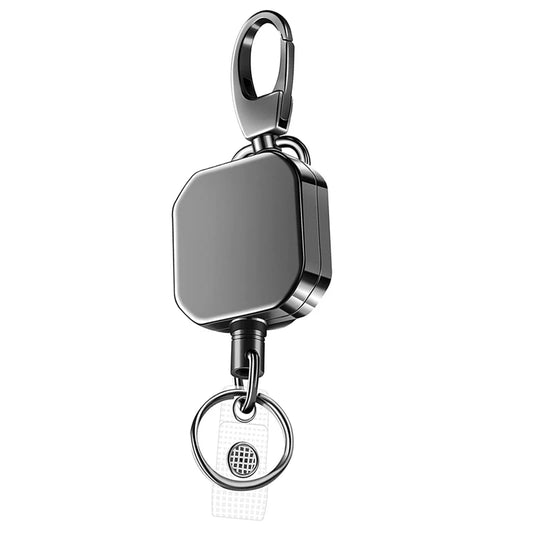 Heavy Duty Metal Retractable Carabiner Keychain: Belt Badge Reels Clip with Reinforced Steel Wire Cord - 28.3-Inch Extension