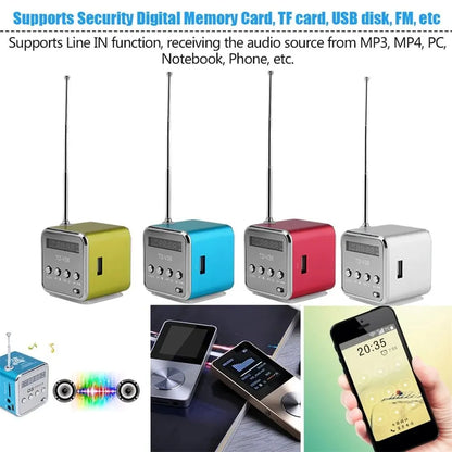 Rechargeable Portable FM Radio - Mini Bluetooth Speaker with Voice Capability, Compatible with Computer, Cell Phone and MP3 Music