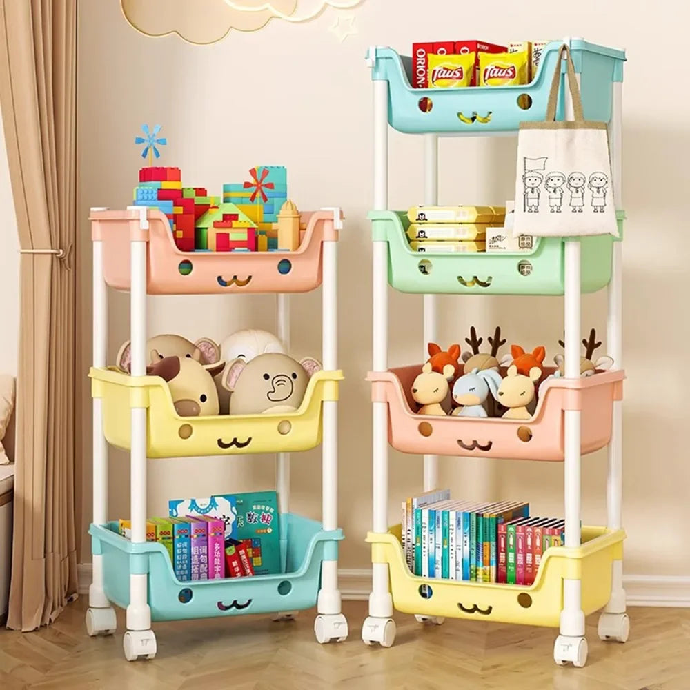 Multi-Purpose Toy Storage Trolley: Bookshelf, Snack Rack, and Organizer for Children - Ideal for Bathroom, Closet, and Kitchen Storage