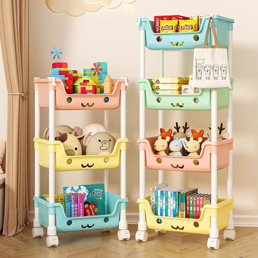 Multi-Purpose Toy Storage Trolley: Bookshelf, Snack Rack, and Organizer for Children - Ideal for Bathroom, Closet, and Kitchen Storage