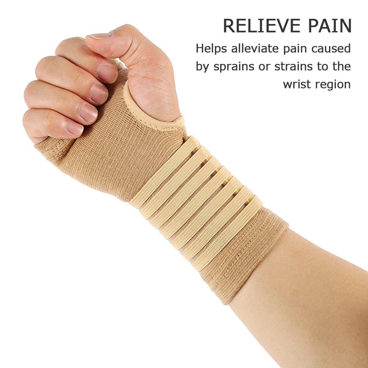 Sports Safety Wristband Pair - Elastic Bandage Wrist Support for Arthritis, Sprains, Carpal Tunnel - Hand Shaping Sweatband