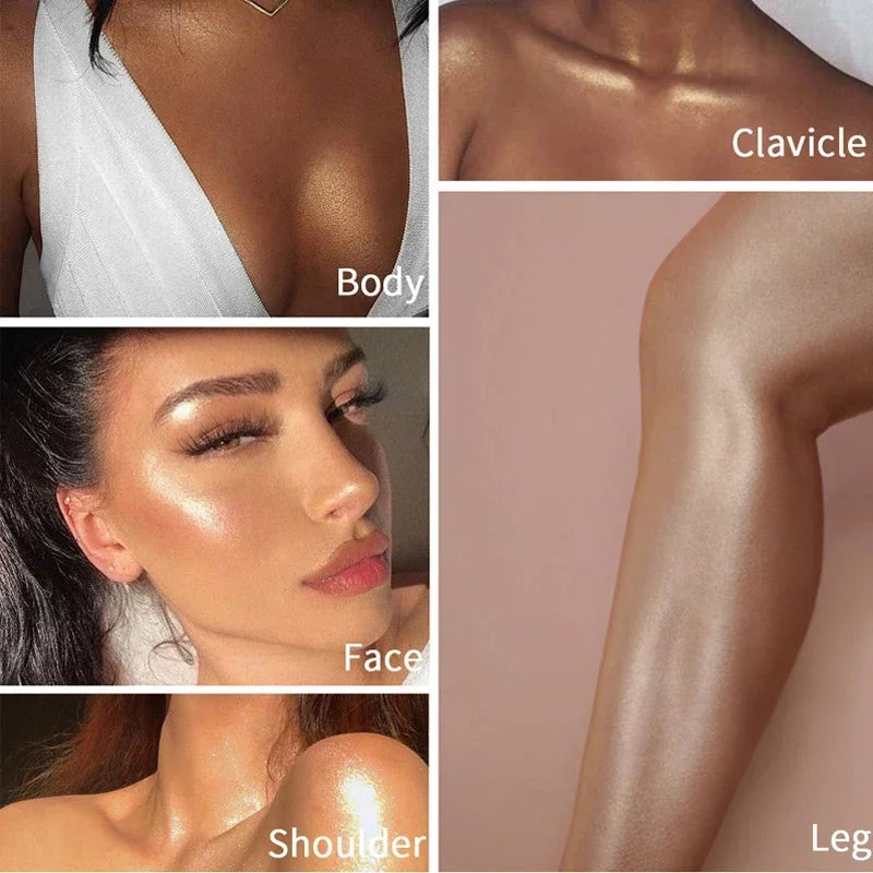 Shimmering Glow Essential: 4-Color Spray Liquid Highlighter - Perfect for Face Contouring, Body Bronzing, and Makeup Illumination