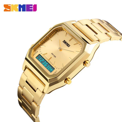 SKMEI 1220 Luxury Dual-Time Waterproof Quartz Watch for Men – Casual Sport Digital 1612 Relogio Masculino