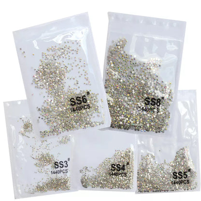 SS3-SS8 1440pcs Clear Crystal AB Gold 3D Non HotFix Flatback Nail Art Rhinestones: Decorations for Shoes, Dancing, and More