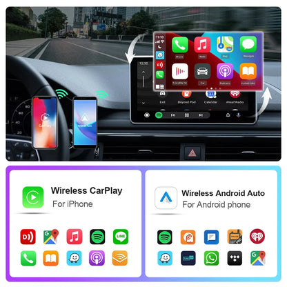 2024 Wireless CarPlay and Android Auto Adapter – 2 in 1 Smart Dongle with 5G WiFi and Bluetooth 5, Plug and Play for Wired Connections