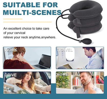 Inflatable Cervical Neck Traction Device: Relief for Chronic Neck & Shoulder Pain - Alignment Support Collar