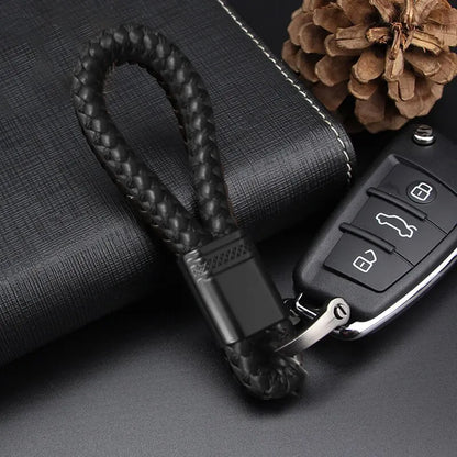 Hand-Woven Horseshoe Buckle Leather Rope Keychain Set | Fashionable Car Key Rings | Unique Key Accessory | Keyrings Gift Set