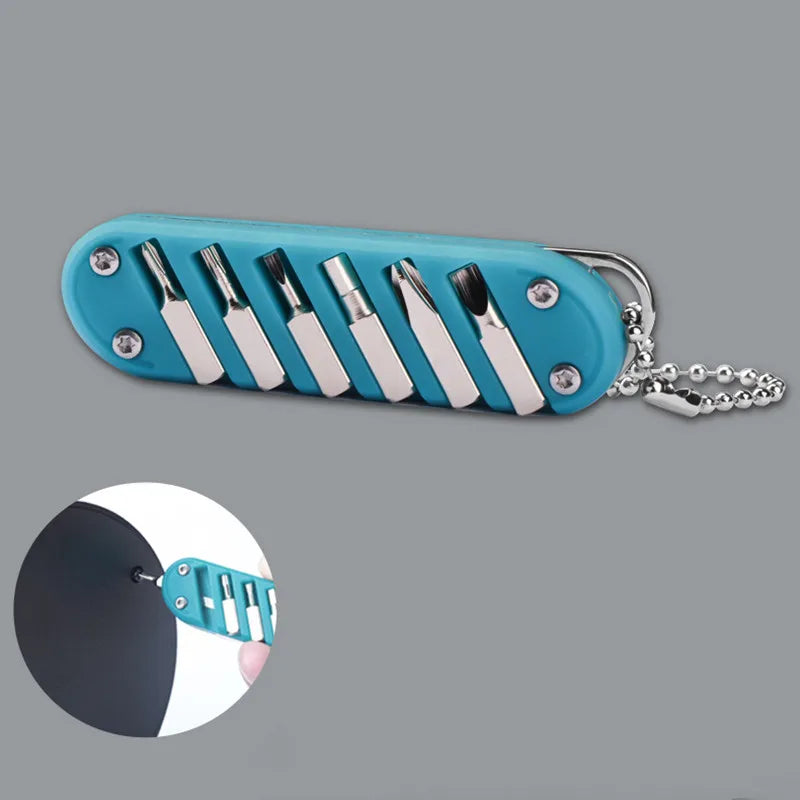 Multifunctional Portable Folding Keychain Knife - Stainless Steel Outdoor Pocket Knife with Screw Combination Tool