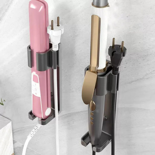 Space Aluminum Bathroom Hair Tool Holder : Straightener & Curler Rack with Built-In Cable Management Slot - No Punching Needed