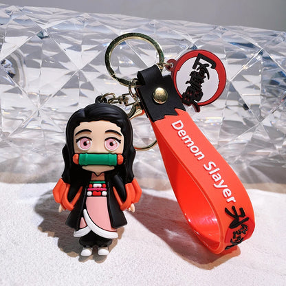 Demon Slayer Kimetsu No Yaiba Ghost Blade Keychain - Cute Character Bag Pendant and Car Key Ring, Anime Jewelry Fans Gift