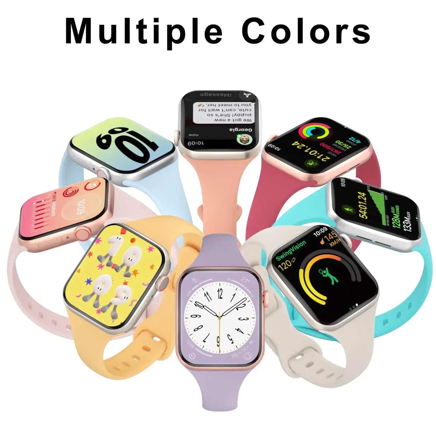 Thin Silicone Strap for Apple Watch – 38mm, 40mm, 41mm, 42mm, 44mm, 45mm, Solid Color Bracelet for iWatch Series 1 2 3 4 5 6 7, SE