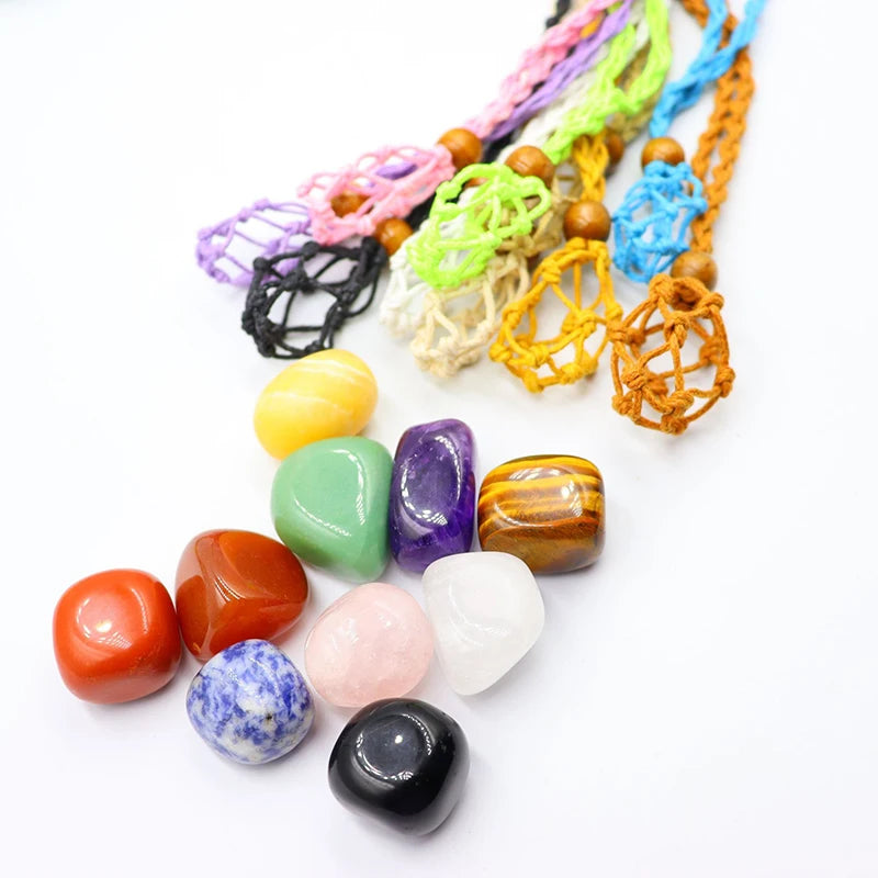 DIY Necklace Cord with Net Rope - Empty Meditation Stone Holder for Quartz Crystal Pendants | Jewelry Making Accessories