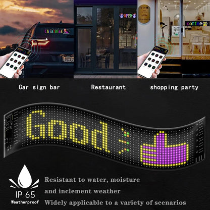 Car LED Sign with Bluetooth APP – Programmable Pixel Matrix Panel Night Light – Flexible LED Display for Car, Store, Hotel, Bar