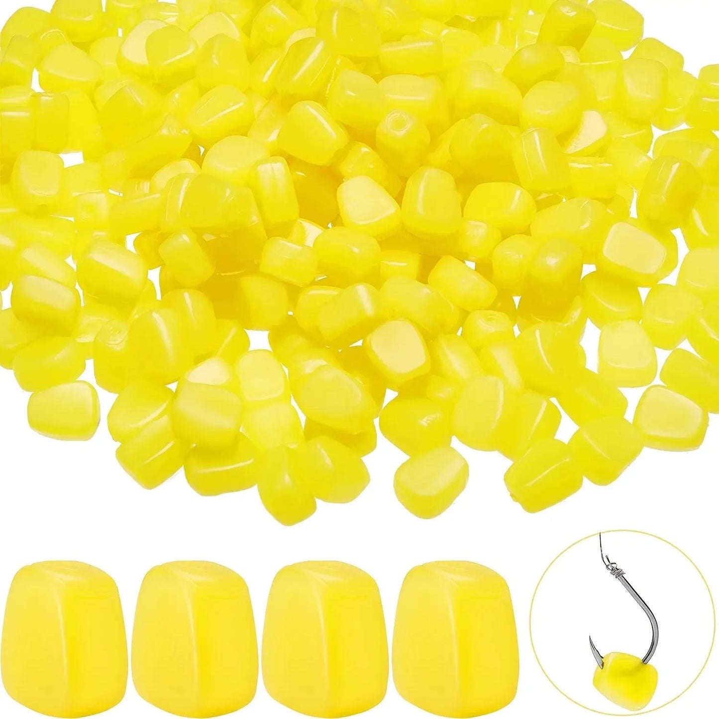 100pcs Silicone Corn-Scented Carp Fishing Lures - Floating Soft Bait with Cream Aroma, Artificial Rubber Baits