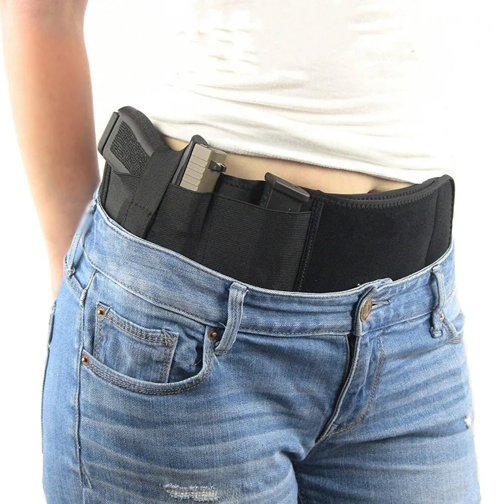 Tactical Belly Gun Holster - Concealed Carry Waist Band Belt - Portable Hidden Holster for Outdoor Hunting & Defense