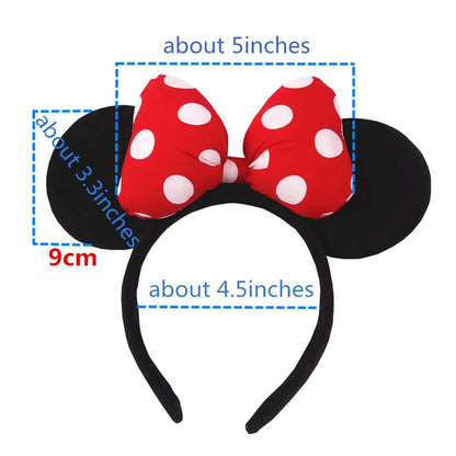 Disney Mouse Ears Headband: 5'' Polka Dot Bow Hairband for Girls & Adults - Festive Hair Accessories for Parties, Festivals, and Travel DIY