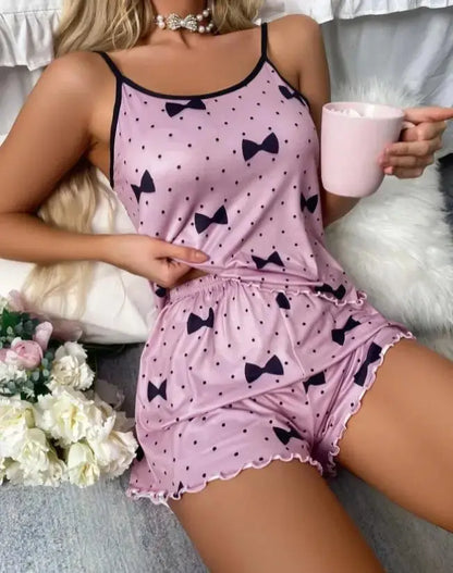 Summer Women's Pajama Set - Sexy Casual Two-Piece Camisole and Shorts Homewear Suit