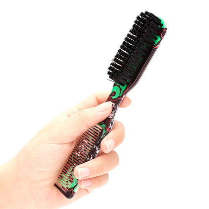 Double-Sided Beard Styling Comb – Printed Pattern Brush for Professional Shave and Hair Removal for Men