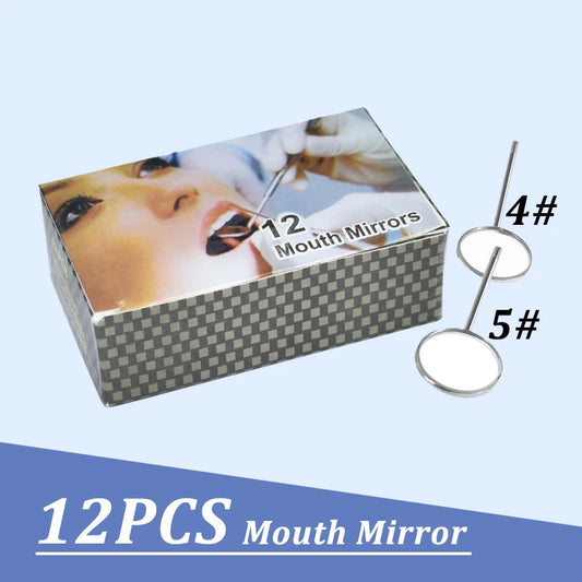 Dental Mouth Mirror Set: Reflector with Handle, Oral Care Tools - Includes 4# and 5# Mirrors